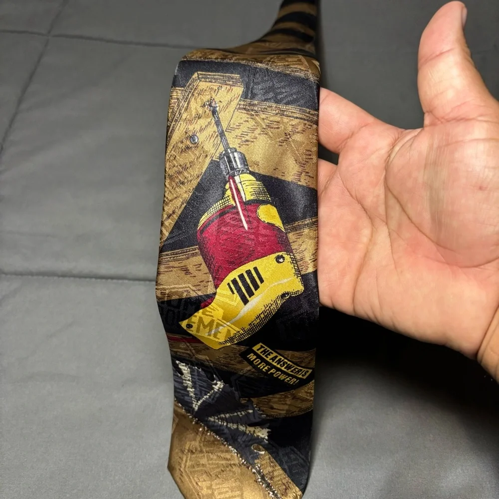 Home Improvement  Power Drill Necktie What is the Answer More Power Black Brown‎